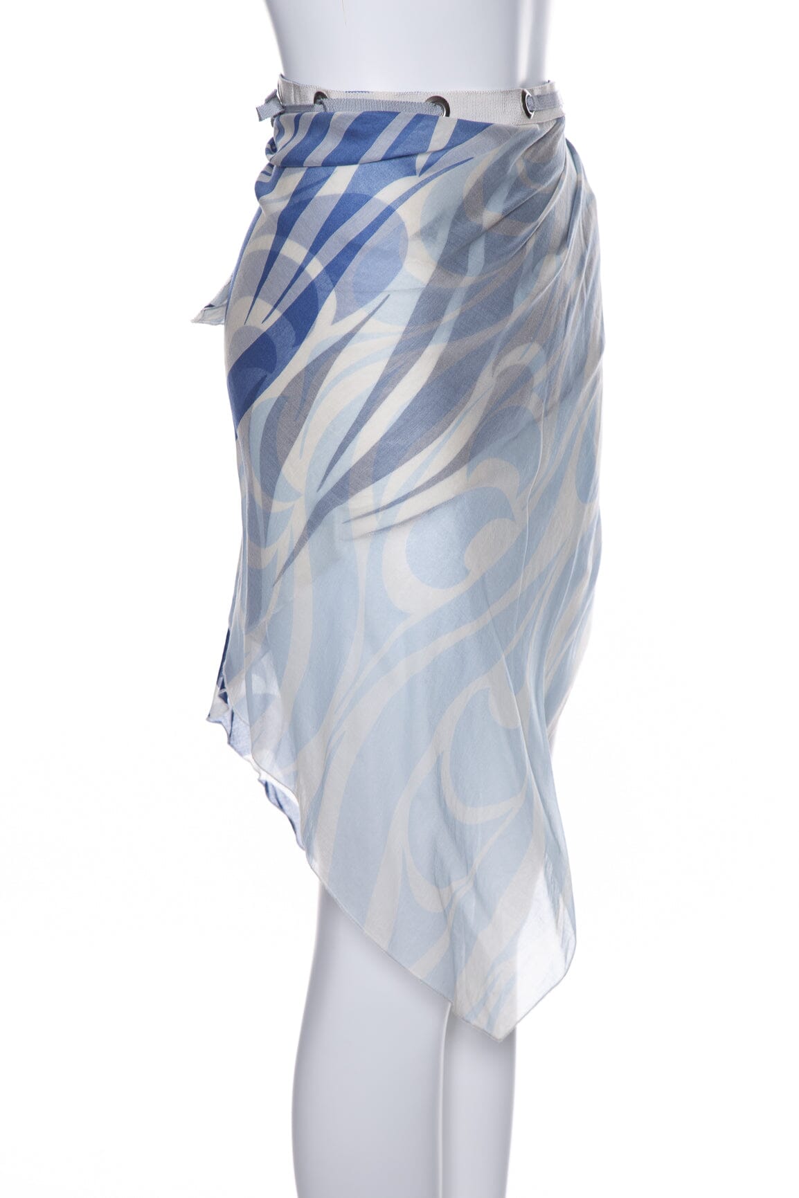 Prada Blue Cotton Printed Wrap Cover Up Skirt