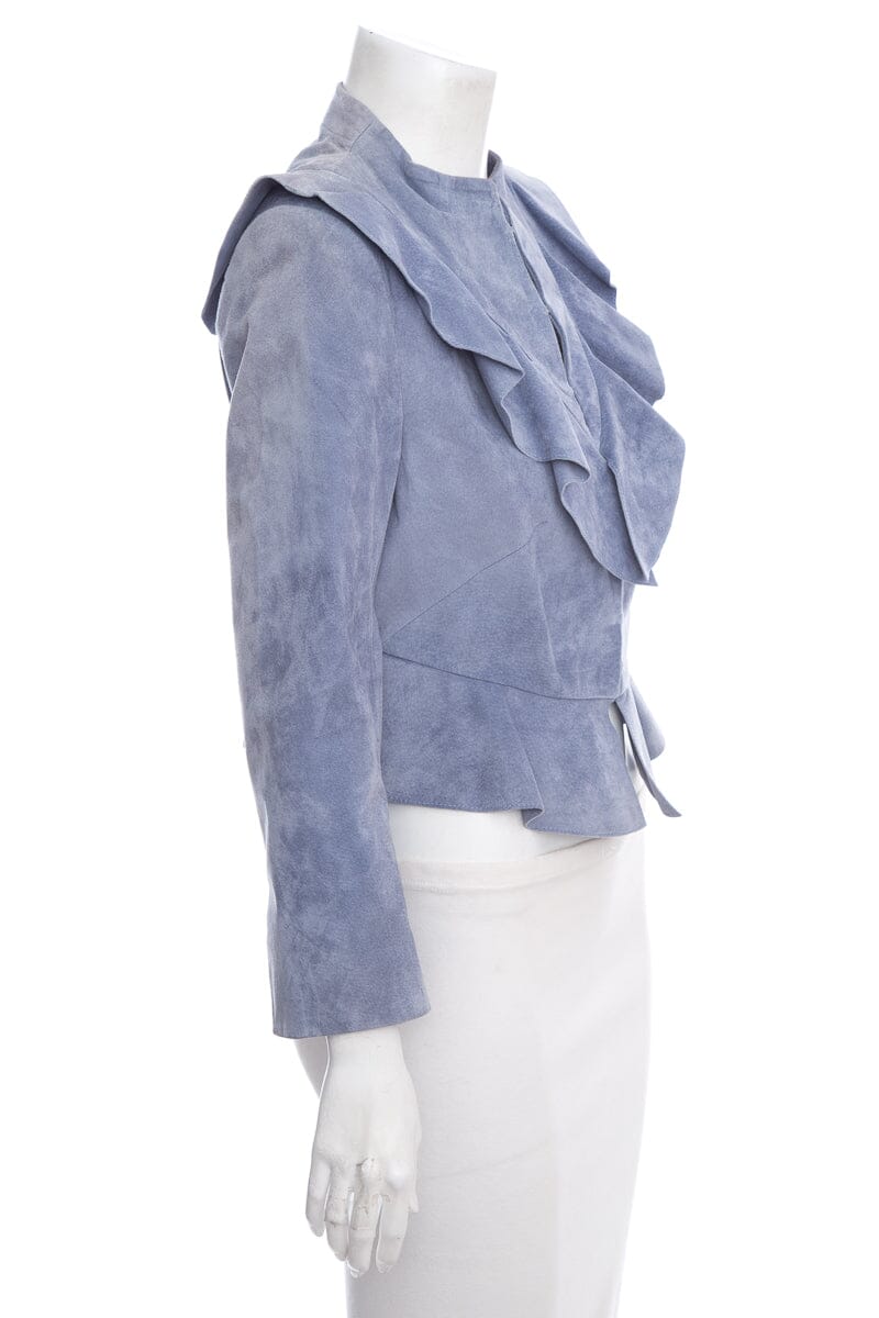 Intermix Blue Leather Suede Jacket SZ M