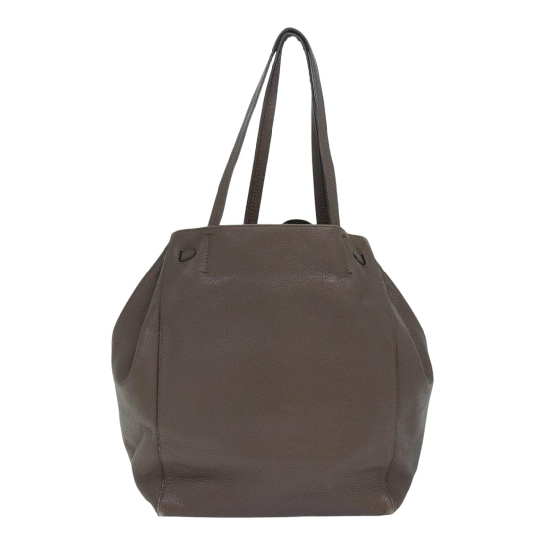 CELINE Cabas Phantom Small Tote Bag Leather Gray Gold Auth 85864