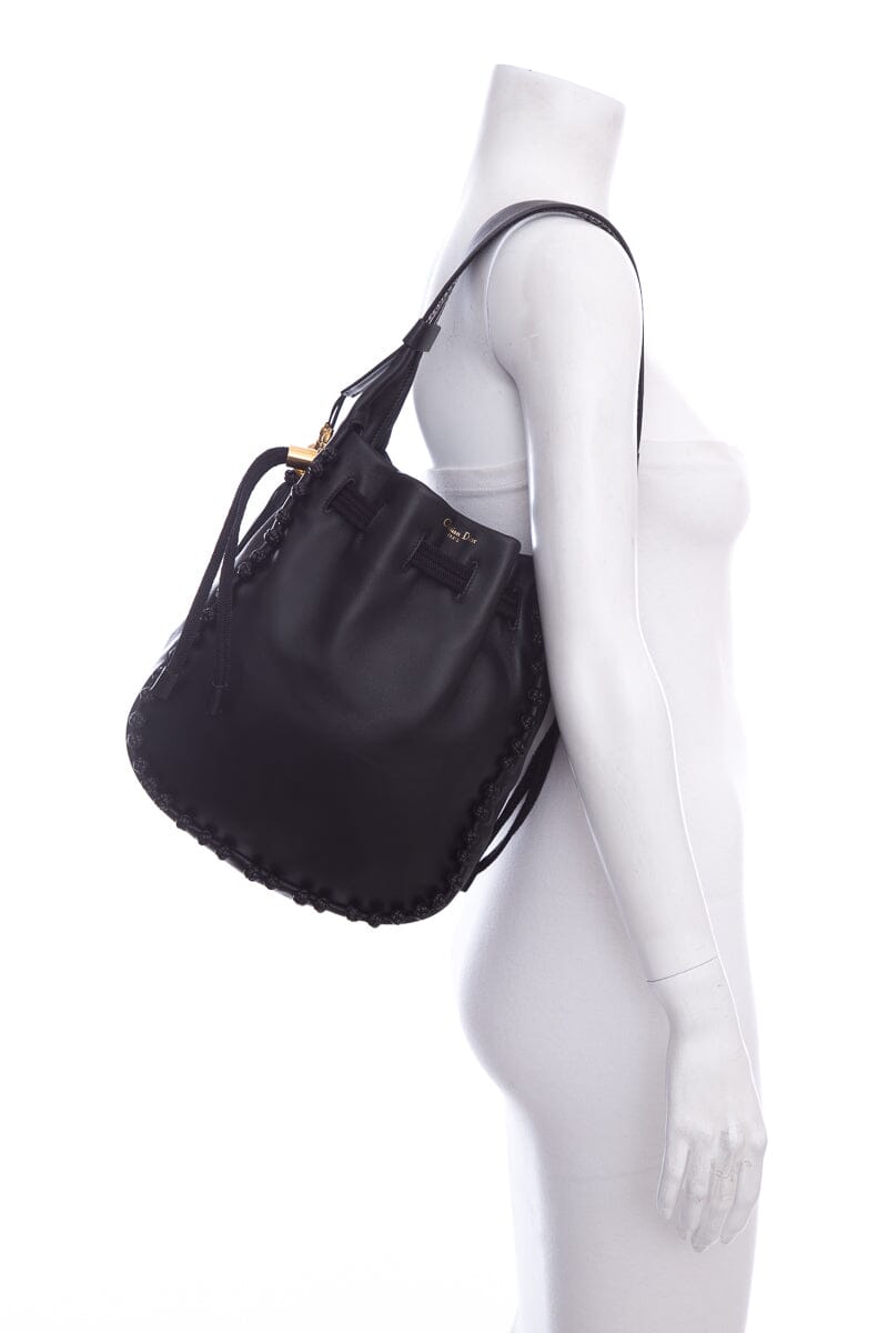 Dior 2023  Black Hobo Bucket HandBag in Lambskin