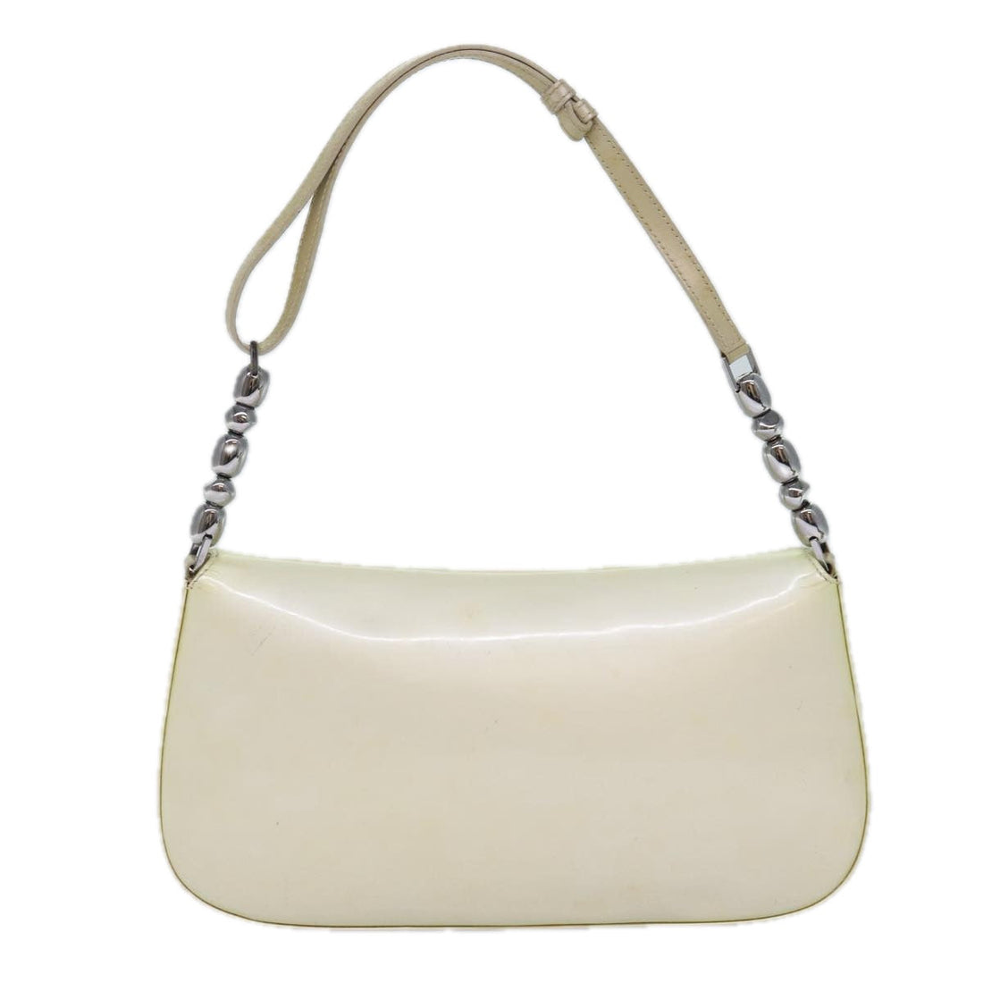 CHRISTIAN DIOR Shoulder Bag Enamel White Auth 86173