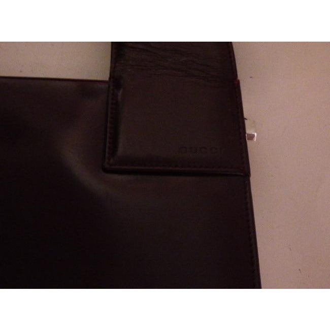 Gucci Vintage Glossy Brown Leather Shoulder Bag