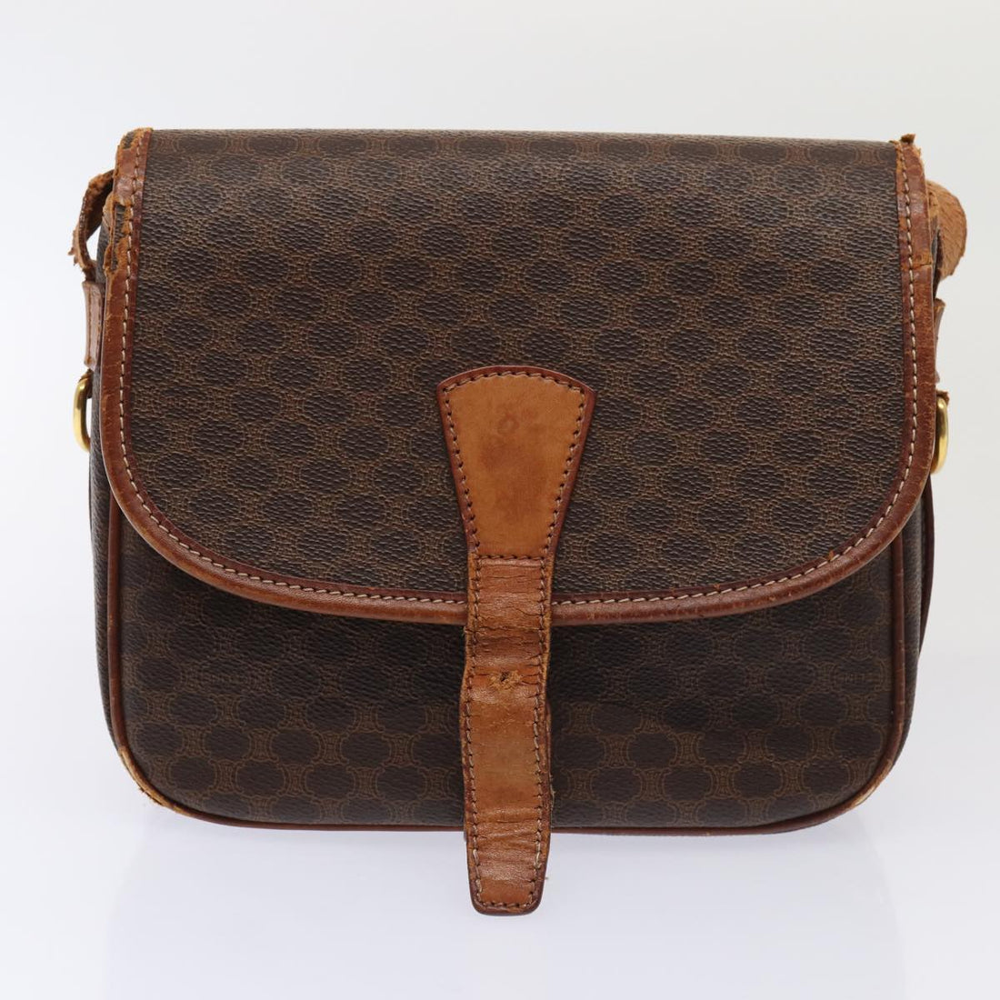 CELINE Macadam Canvas Shoulder Bag 2Set Brown Auth 86463