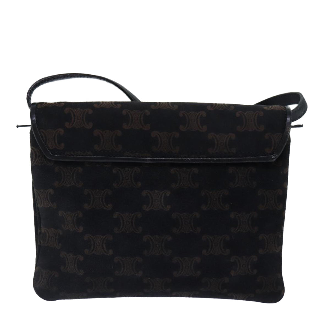 CELINE Macadam Canvas Shoulder Bag Gold Black Auth 86637