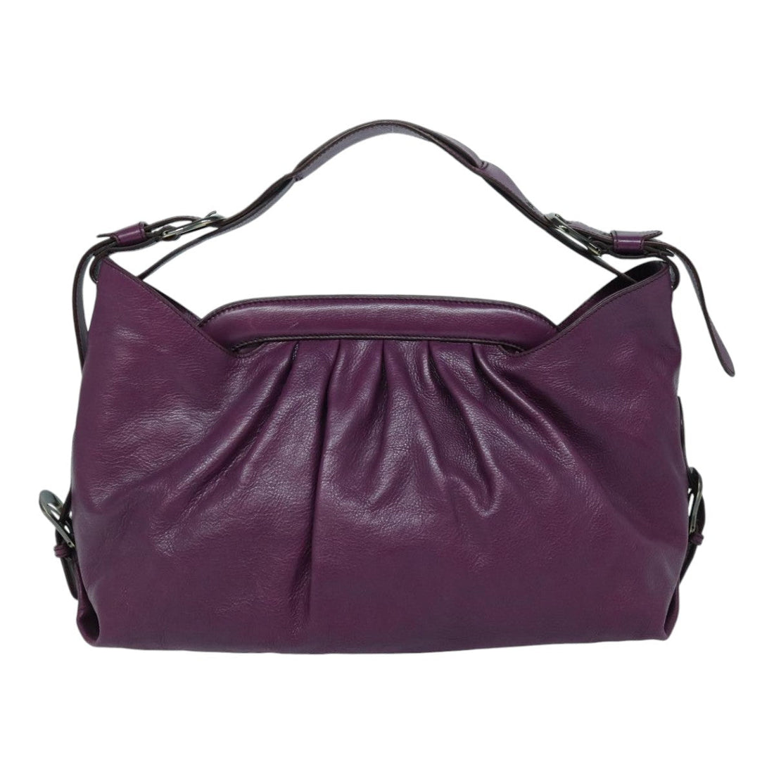 FENDI Shoulder Bag Leather Purple Auth 87215