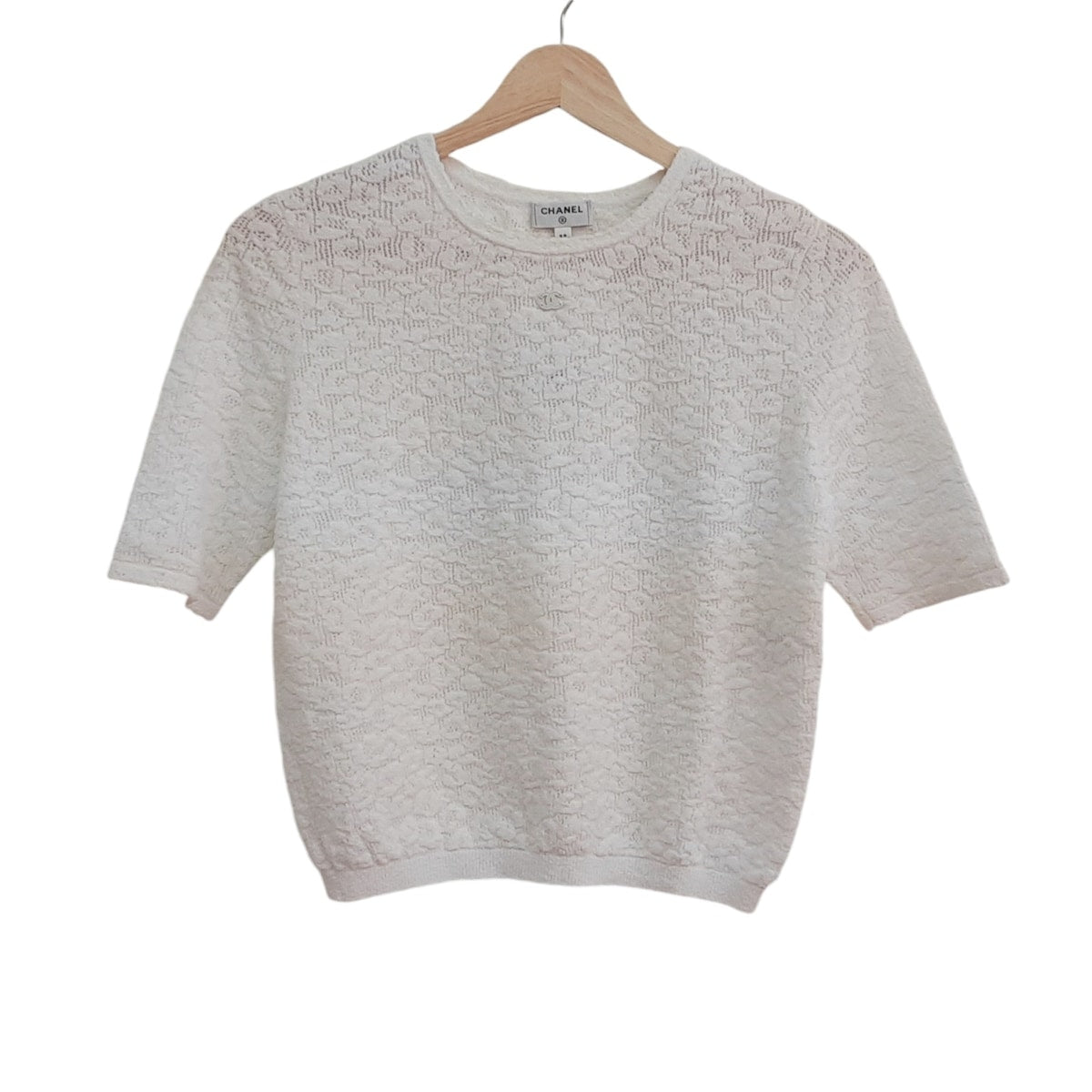 Chanel White CC Top, 38