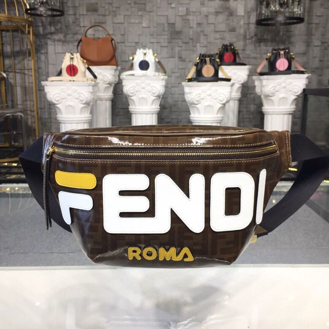 FI Mania Waist Belt Bag Brown For Womtlm/Mtlm, Womtlm&#8217;s/Mtlm&#8217;s Belt Bags, Crossbody Bags 12.9in/33cm FF 7VA434