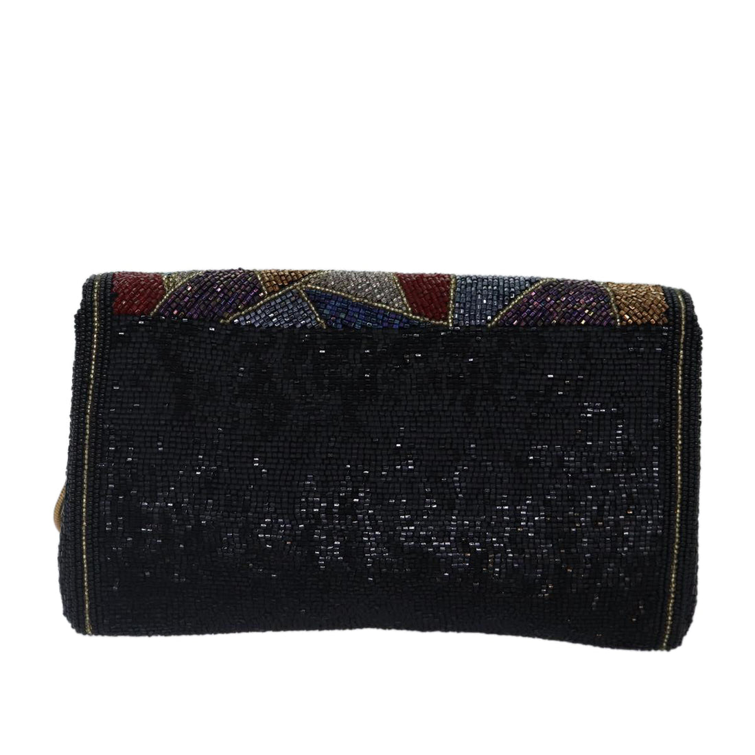 CHRISTIAN DIOR Shoulder Bag beads Black Multicolor Auth 87649S