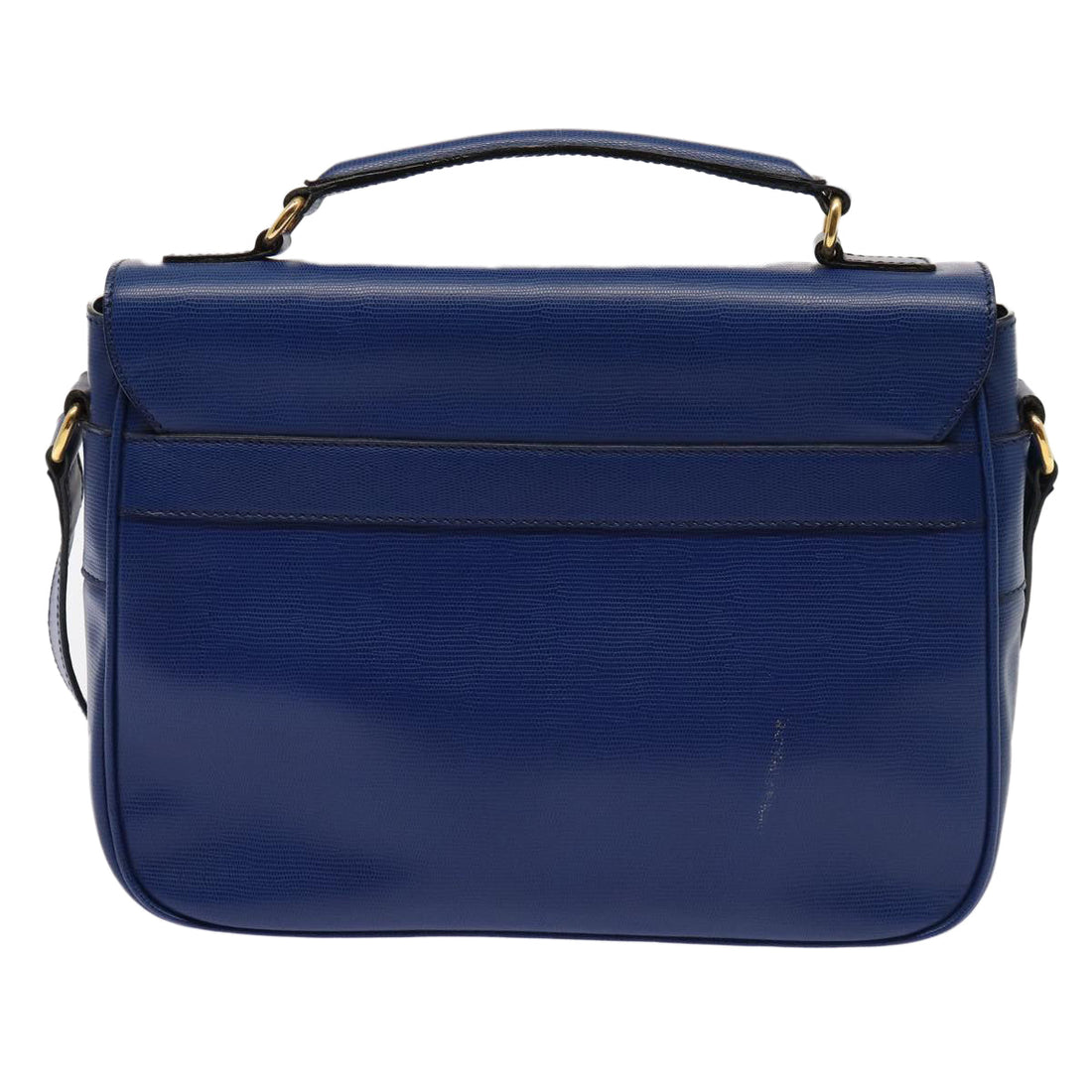 CELINE Shoulder Bag Leather Blue Gold Auth 87747