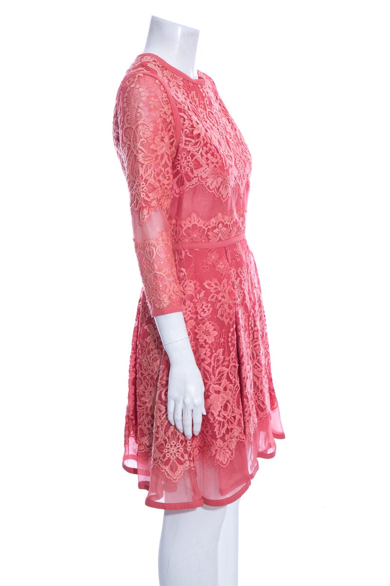 Elie Saab Coral Lace Knee Length Dress SZ 40 NWT