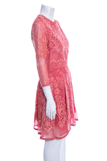 Elie Saab Coral Lace Knee Length Dress SZ 40 NWT