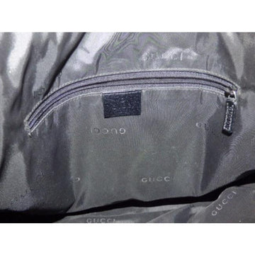 Gucci Jackie Vintage Black Leather Nylon Fabric Shoulder Bag