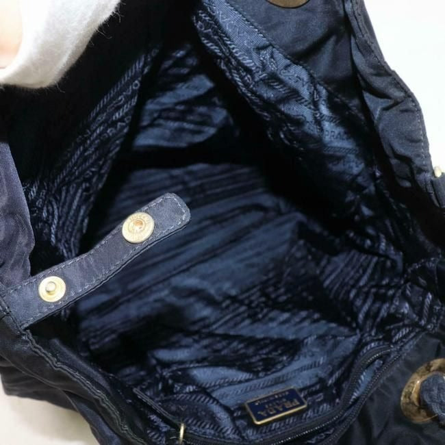 SOLD- Prada Paneled Navy Blue XL Tote w Heavy Gold Handles