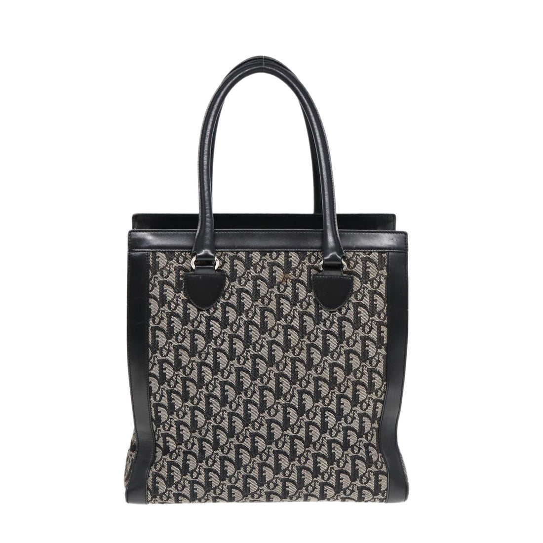 CHRISTIAN DIOR Trotter Canvas Tote Bag Black Auth 88433