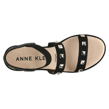 Anne Klein Tomato Red Marcelina Strappy Studded Wedge Sandals Size Us