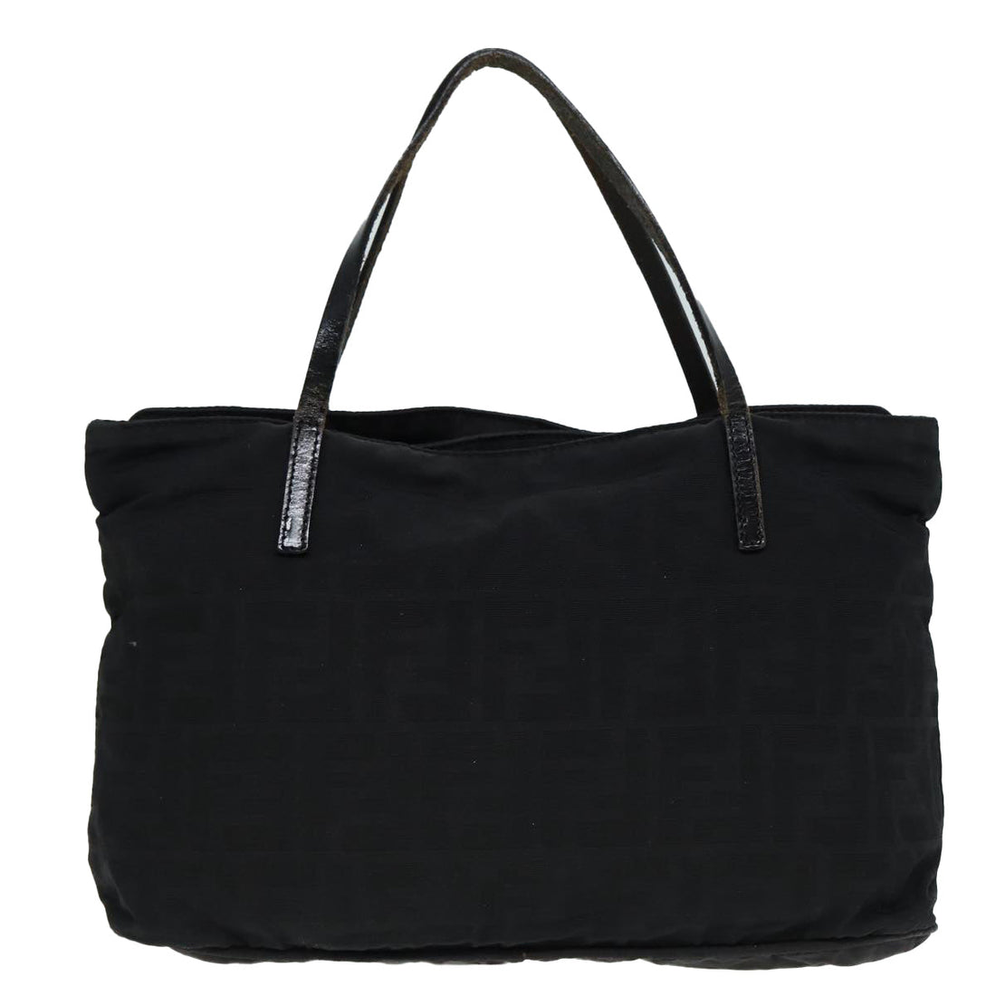 FENDI Zucca Canvas Tote Bag Silver Black Auth 88546