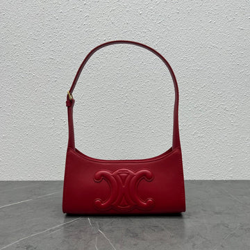 CE Cuir Triomphe Shoulder Bag Red For Womtlm 9.4in/24cm