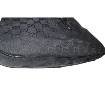 Gucci, large size, black Guccissima print & black leather, 1961 Jackie hobo style, shoulder bag with a gold piston closure