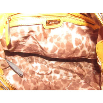 B Makowsky Orange Textured And Smooth Leather With Muted Gold Accents Satchel