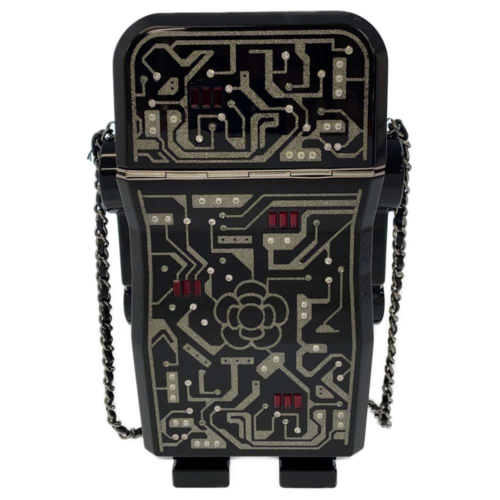 CHANEL Robot ChainShoulder Bag 2017Stainless Steel Black/Multicolor A94647 Plastic Rhinestone