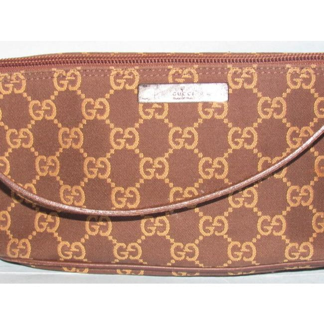 Gucci Vintage Camel Large G Logo Print On Brown Canvas And Brown Leather