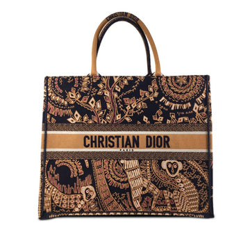 Dior Animals Monkey Book Tote Large Brown Canvas