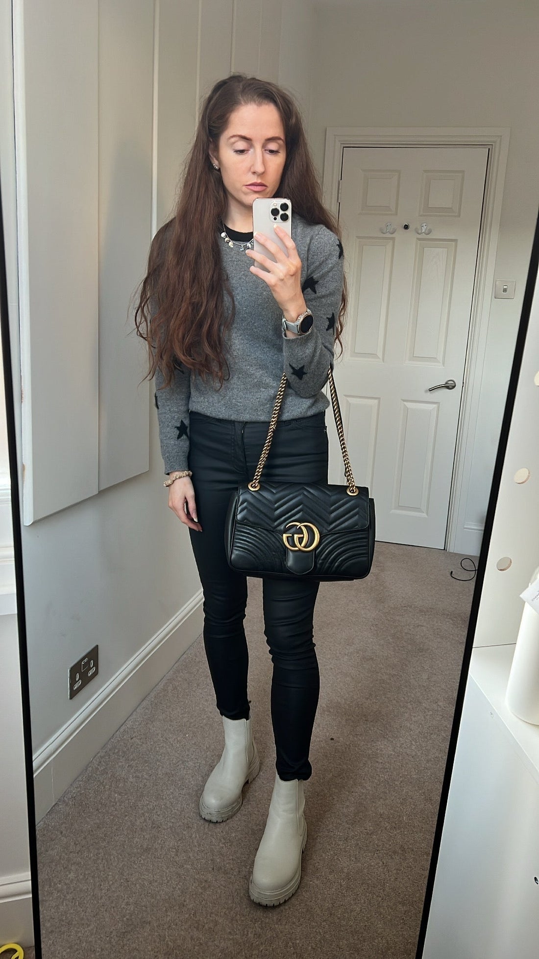 Gucci GG Black Marmont Medium Shoulder Bag