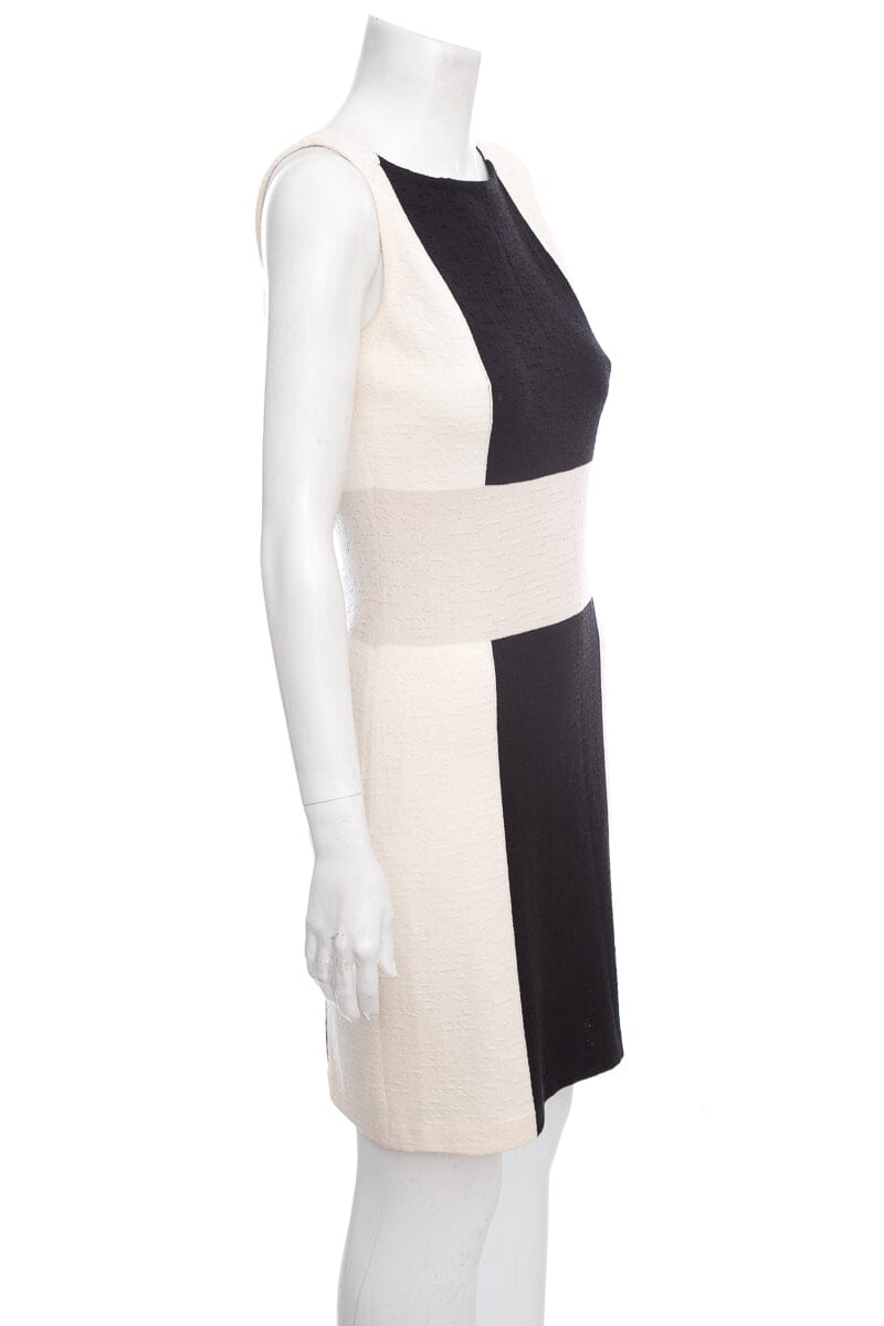 St John Black & Cream Sleeveless Color Block Dress SZ 2