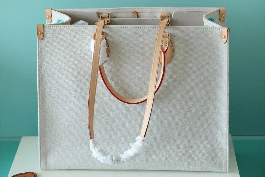 LV Onthego GM Monogram Giant And Raffia White/ Pink For Womtlm,  Shoulder And Crossbody Bags 41cm/16.1in LV