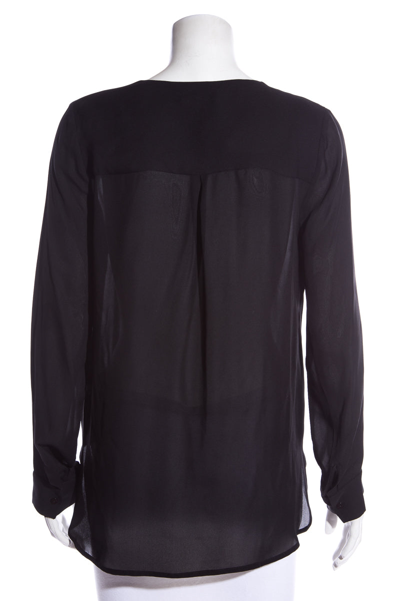 Lagence Black Silk Drape Blouse SZ S