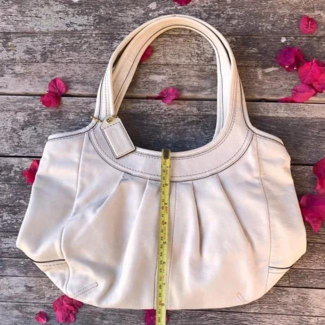 Coach Bag Ergo With Pleated Top Ivorytattersallplaid Lining Leather Tote