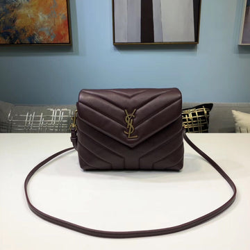 YSSL Loulou Mini Shoulder Bag Burgundy For Womtlm 7in/18cm YSL