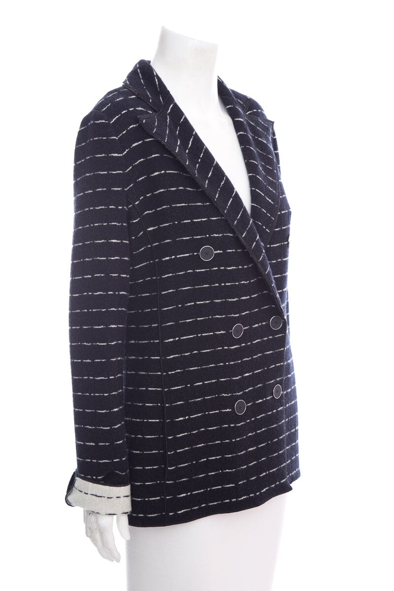 Giorgio Armani Black White Jersey Jacquard Blazer SZ 44