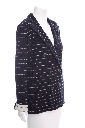 Giorgio Armani Black White Jersey Jacquard Blazer SZ 44
