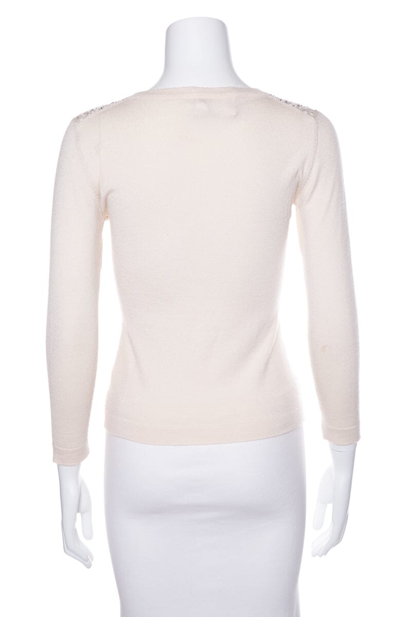 Carolina Herrera Cream Knit and Sequin Sweater SZ XS