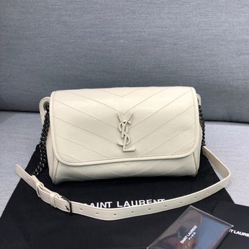 YSSL Niki Medium Crinkled Shoulder Bag White For Womtlm 11in/28cm YSL