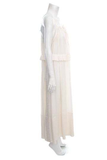 Chloe Cream Sleeveless Side Lace Maxi Dress SZ 42