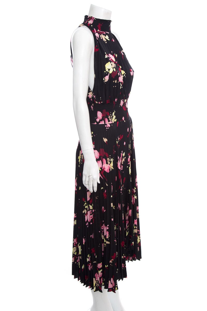 ALC Black Floral Sleeveless Pleat Dress SZ 6