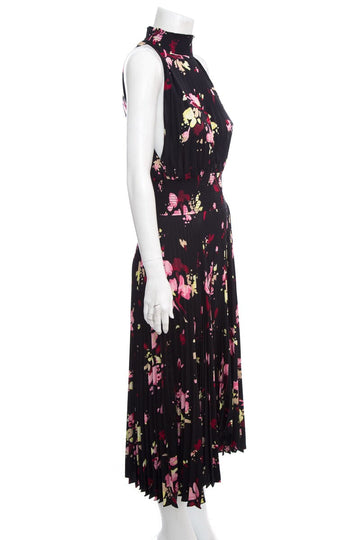 ALC Black Floral Sleeveless Pleat Dress SZ 6