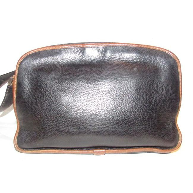 Gucci Vintage Black Pebbled Leather And Brown Smooth Leather Satchel