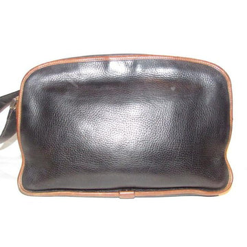 Gucci Vintage Black Pebbled Leather And Brown Smooth Leather Satchel