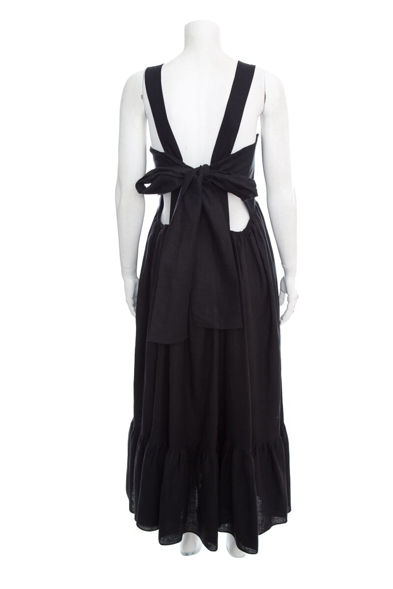 Chloe Black Linen Sleeveless Maxi Dress SZ 44