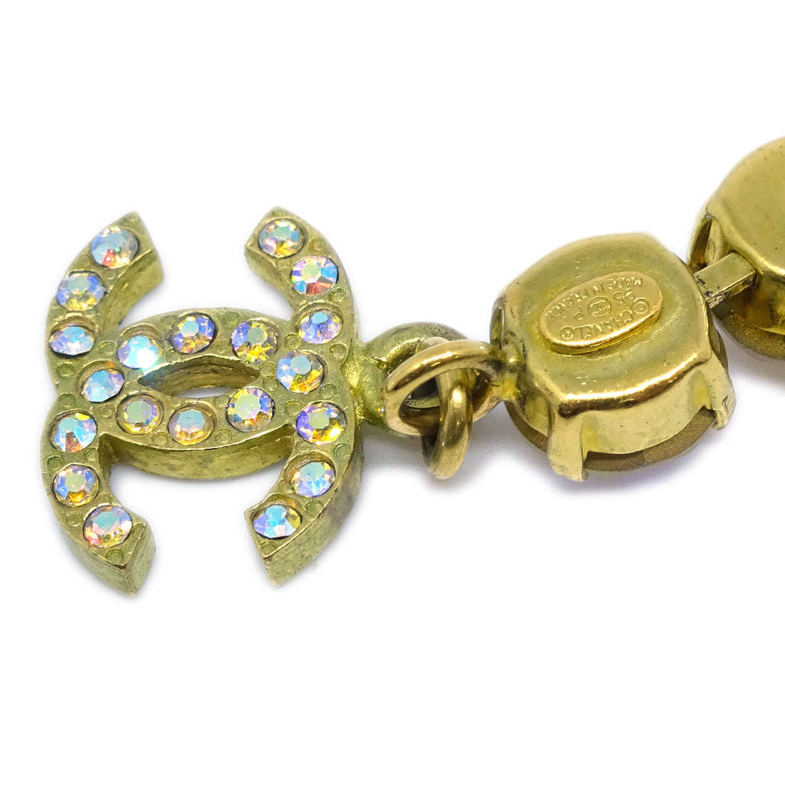 Chanel Rhinestone Chain Anklet Gold 95P