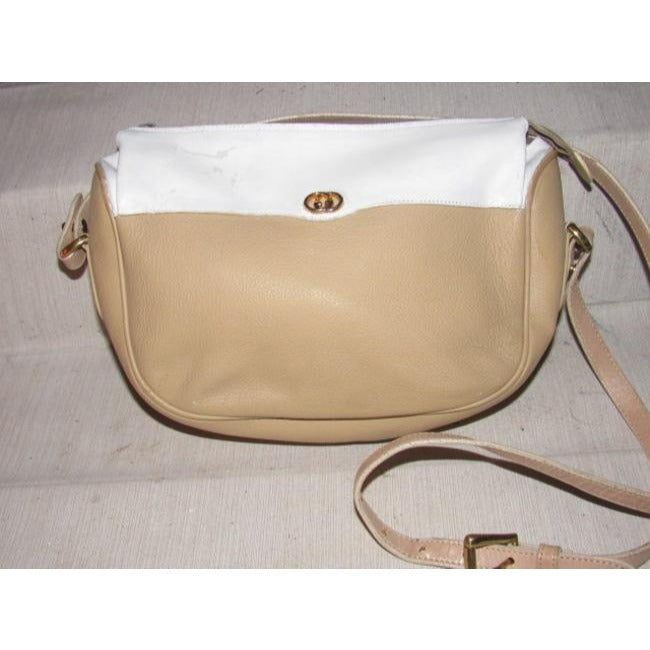 Gucci Vintage White And Camel Leather Cross Body Bag