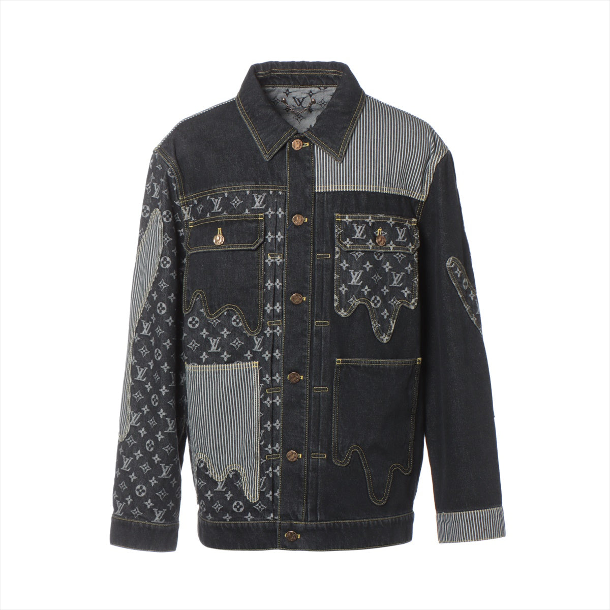 Louis Vuitton x NIGO 22SS Cotton Denim Jacket 48 Mens Black RM221M Monogram tagged