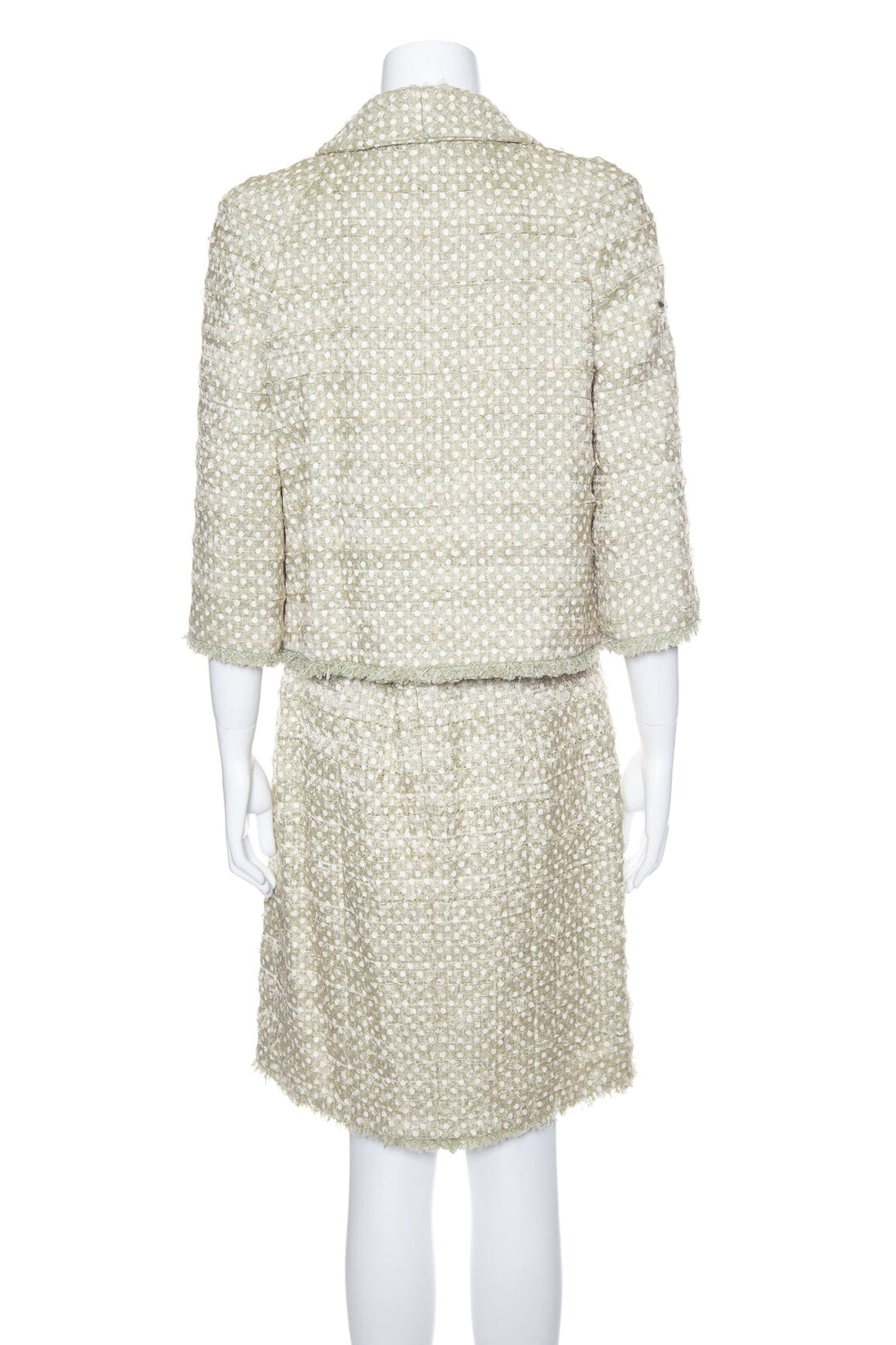 Chanel Green Polka Dot Jacket and Skirt Set SZ 38