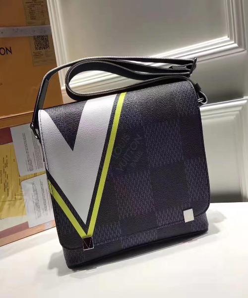 Louis Vuitton District PM Messenger Bag Damier Cobalt Canvas Yellow