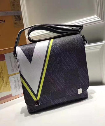 Louis Vuitton District PM Messenger Bag Damier Cobalt Canvas Yellow