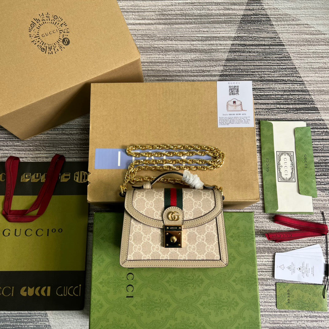 gg Ophidia gg Mini Shoulder Bag Beige For Womtlm, Womtlm&#8217;s Bags 6.9in/18cm gg 696180 UULAG 9682