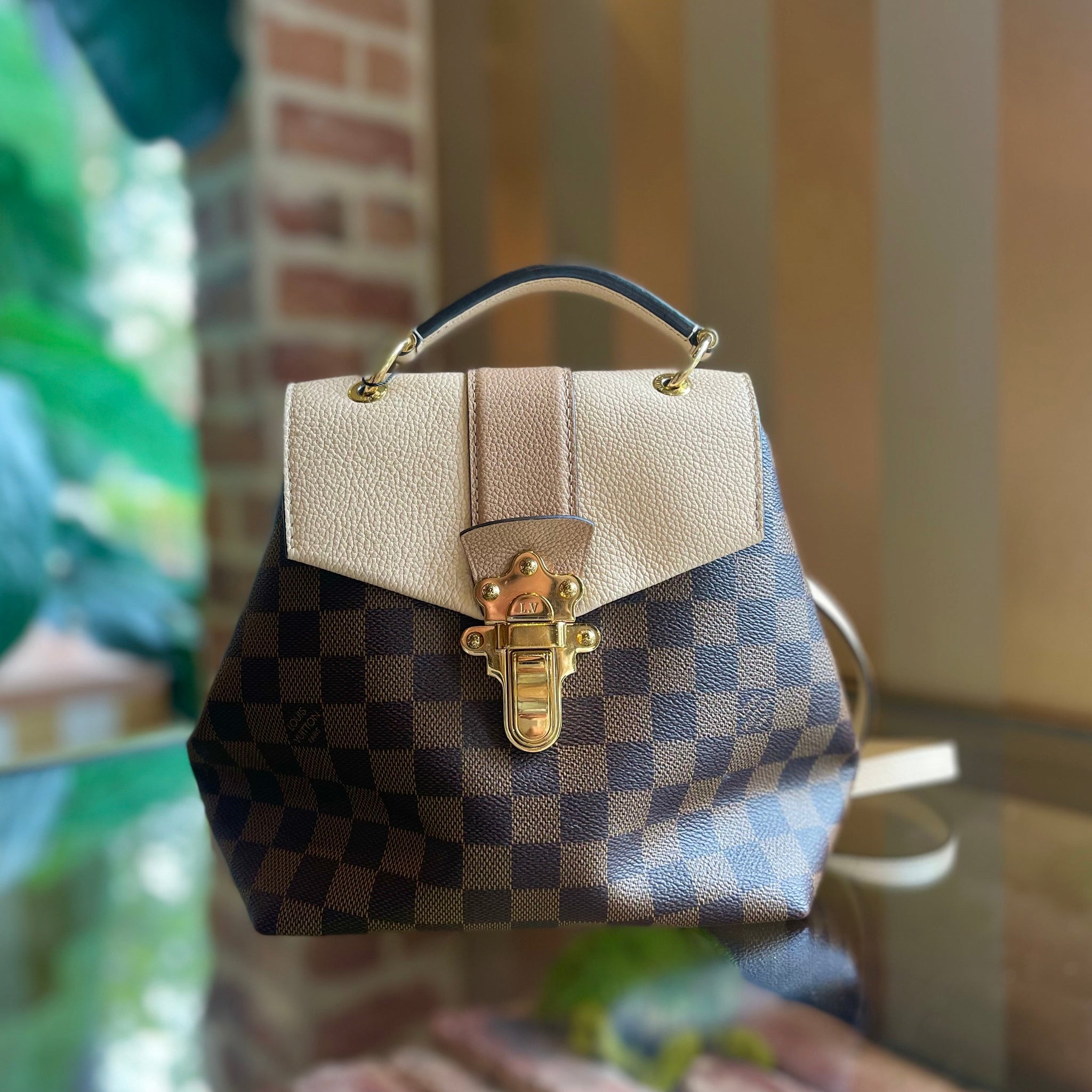 LOUIS VUITTON Clapton Creme Damier Ebene Canvas Backpack